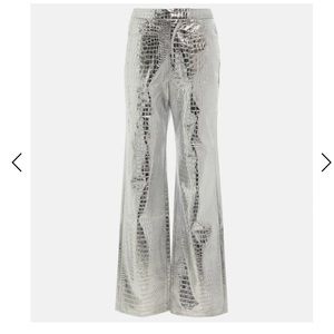 Rotate Birger Christensen croc effect high rise straight pants